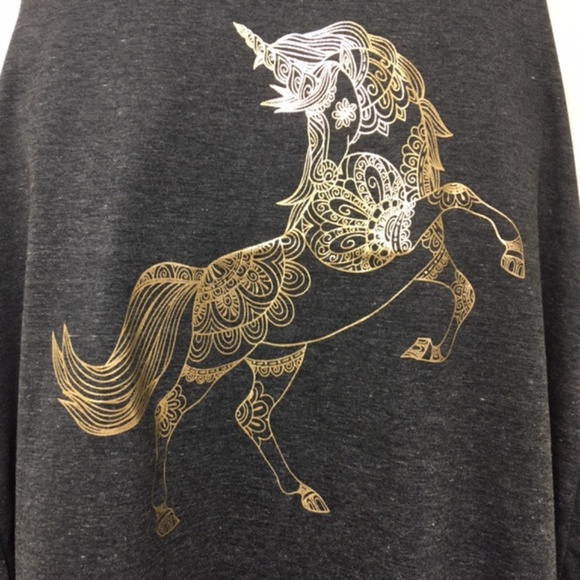 NWOT, Women Sleeveless Tank Top,100% Polyester, Grey, “Unicorn” silkscreen - Picture 4 of 6